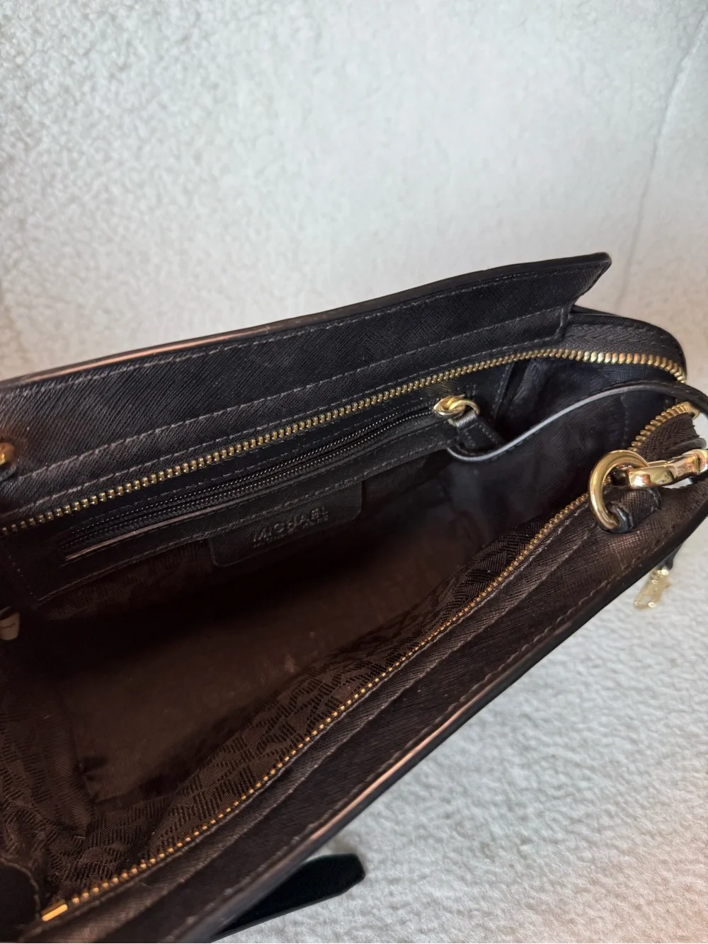 Michael Kors Black Crossbody with Gold Stud Accents